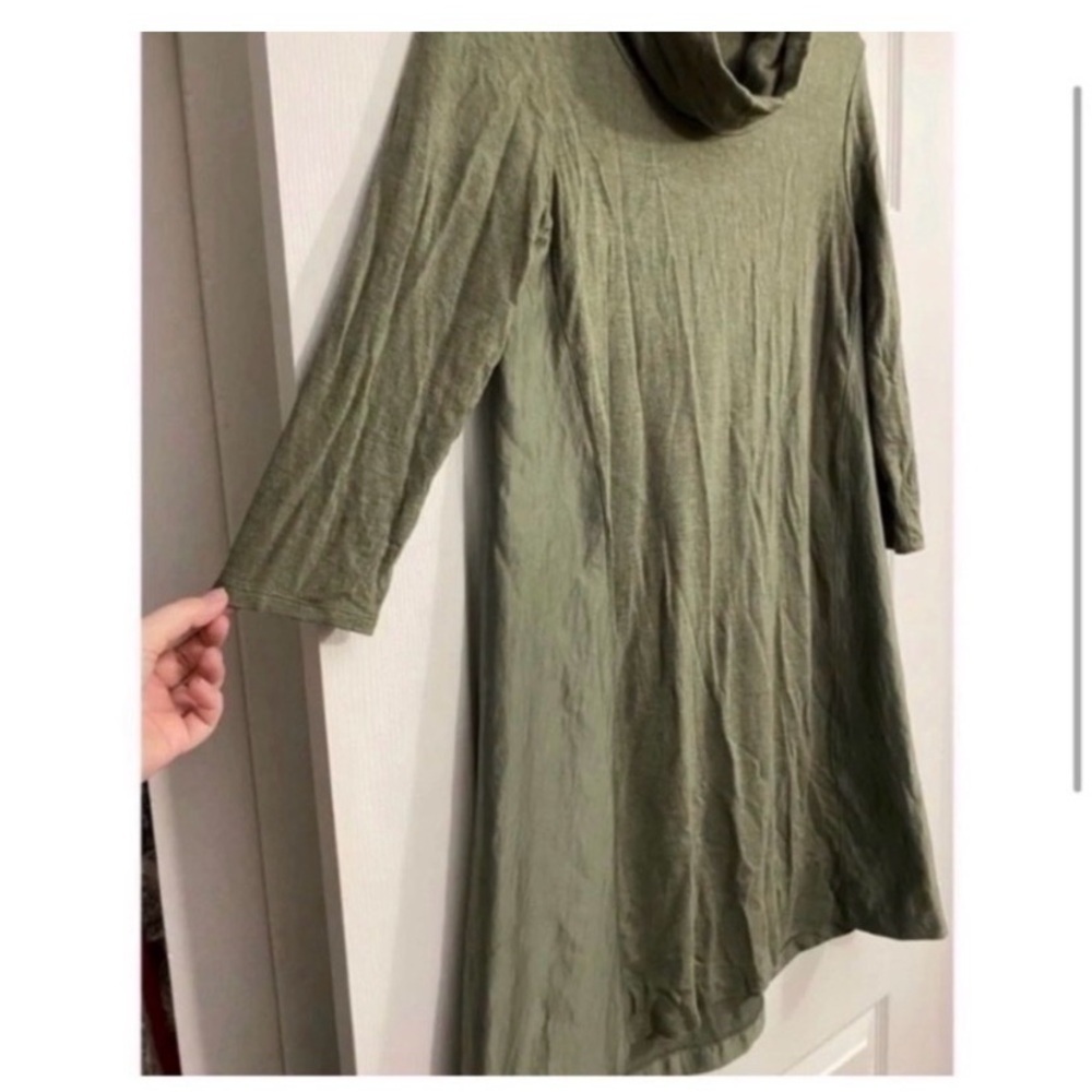 ANTHROPOLOGIE Olive Cowl Mini Sweater Dress - Picture 5 of 7